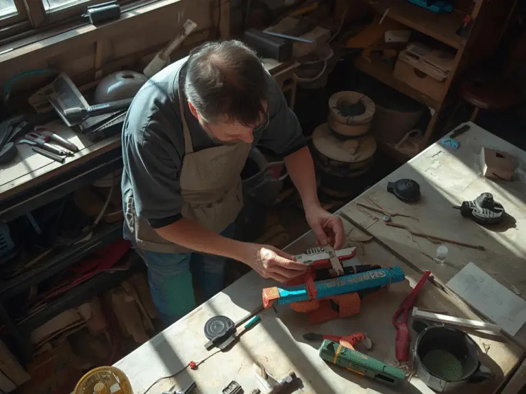 Owner making a toy from recycled materials