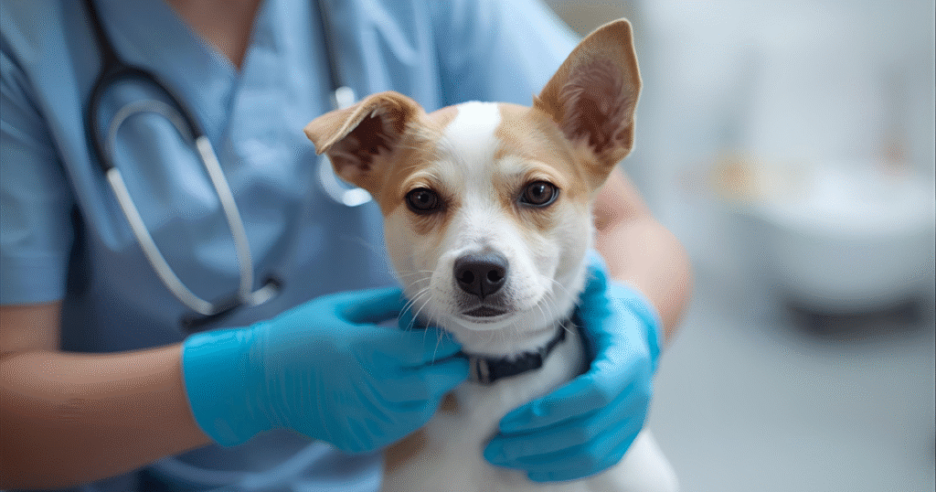 Pet being examined by a veterinarian