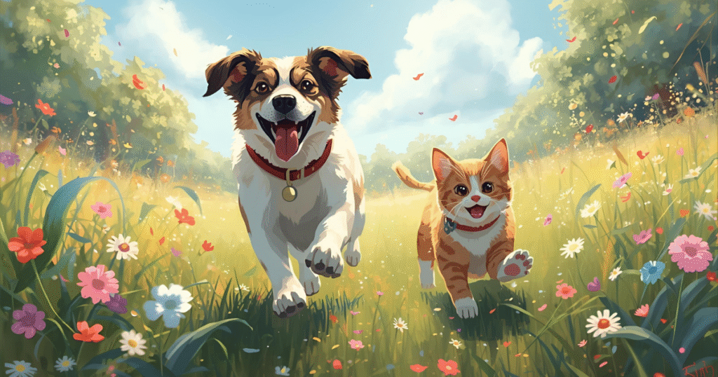 Happy and stimulated pet after enrichment activities