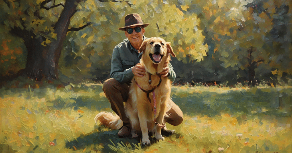 Owner playing with pet